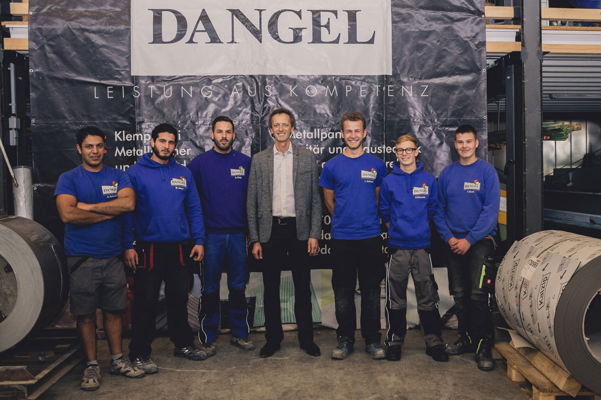 Apprentices with their instructor Frank Dangel