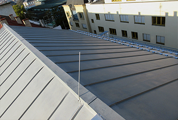 titanium zinc - pre-weathered and stainless steel roof - roll seam welded