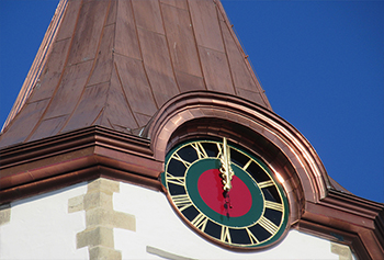 Renovation of the spire through standing seam roofing out of copper